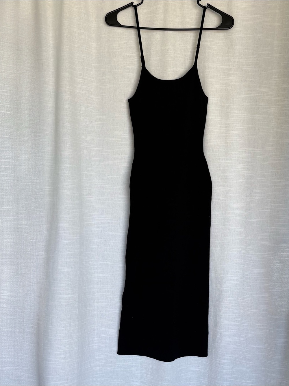 Hera Collection Black Knit Midi Dress with Spaghetti Straps